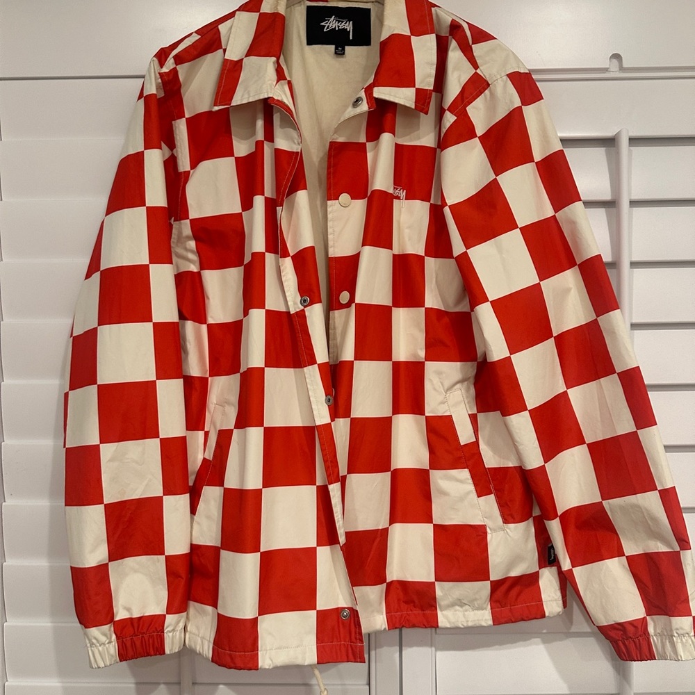 Stussy Red & White Checkered Jacket